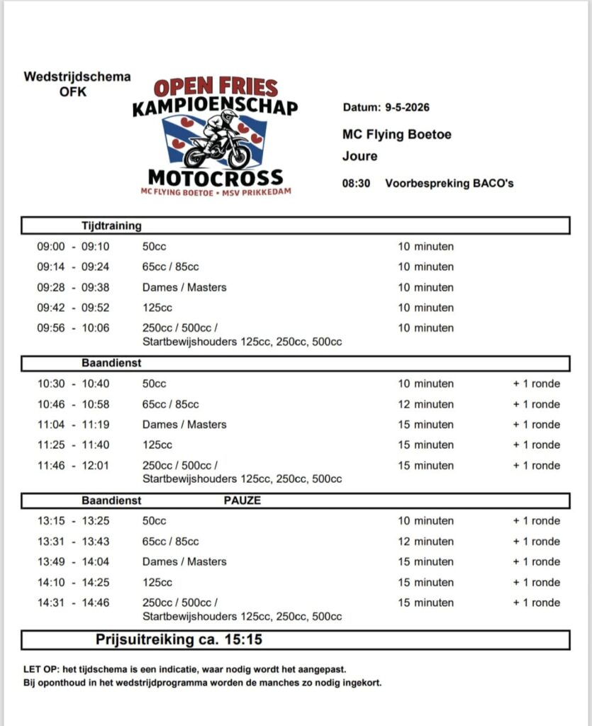 Wedstrijdschema Ofk